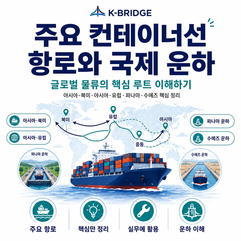 주요 컨테이너선 항로와 파나마 수에즈 국제 운하 쉽게 정리
