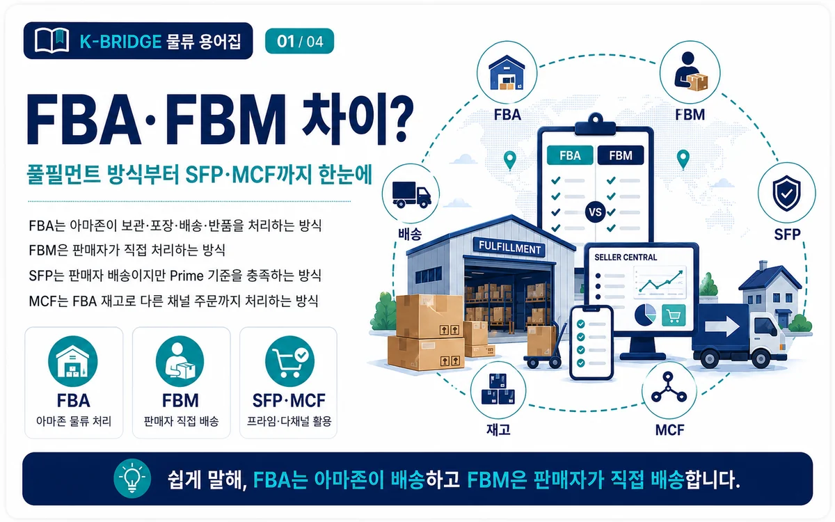 아마존 풀필먼트 용어 FBA FBM SFP MCF 차이