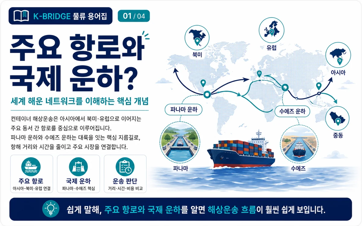 컨테이너선 항로 기항지 환적 스케줄 개념