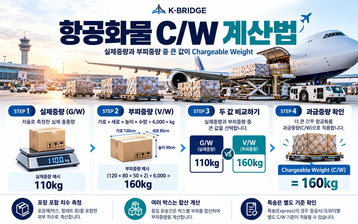 항공화물 실제중량 부피중량 Chargeable Weight 계산 공식과 예시