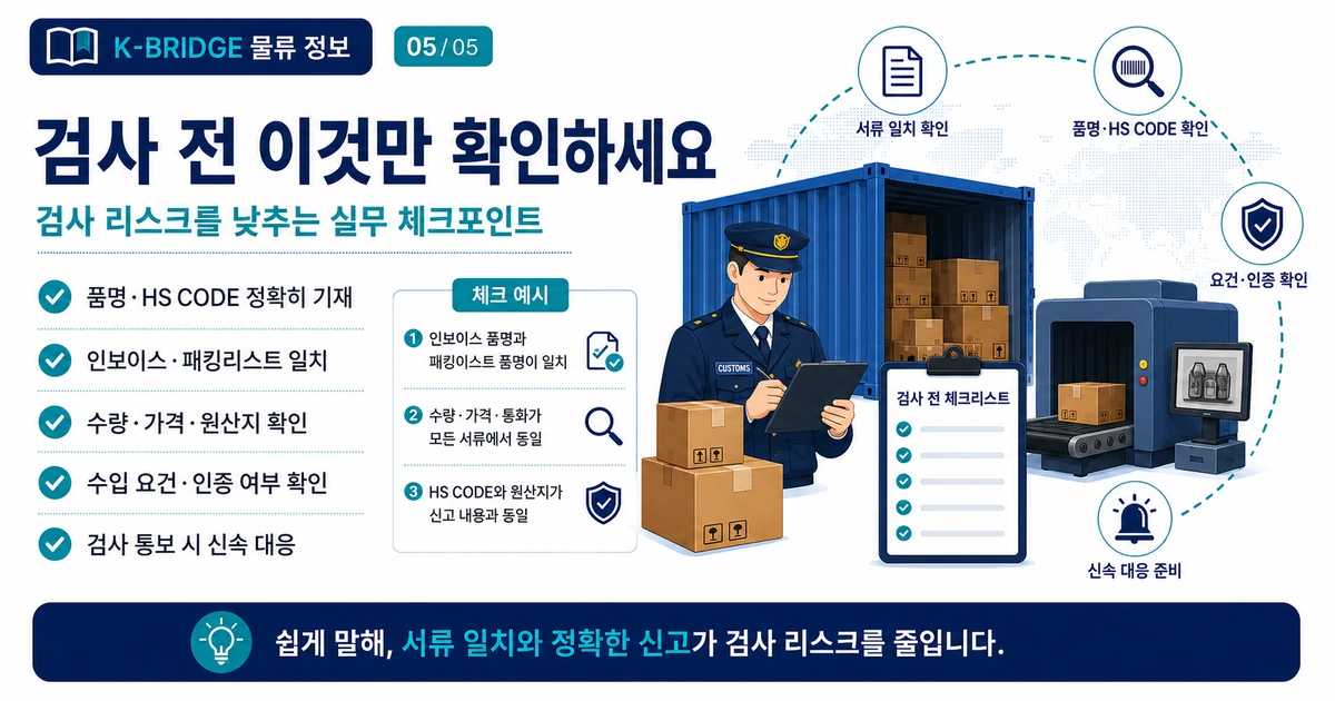 수입 화물검사 전 서류 일치와 HS CODE 수입요건을 확인하는 실무 체크리스트