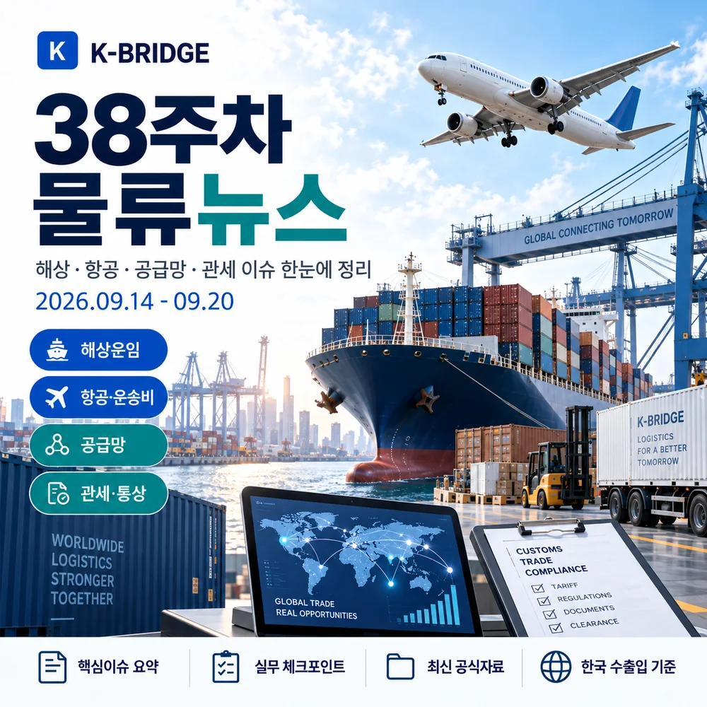 2026년 38주차 물류뉴스 - KCCI·SCFI·호르무즈·수에즈·미국 품목관세·EU CBAM